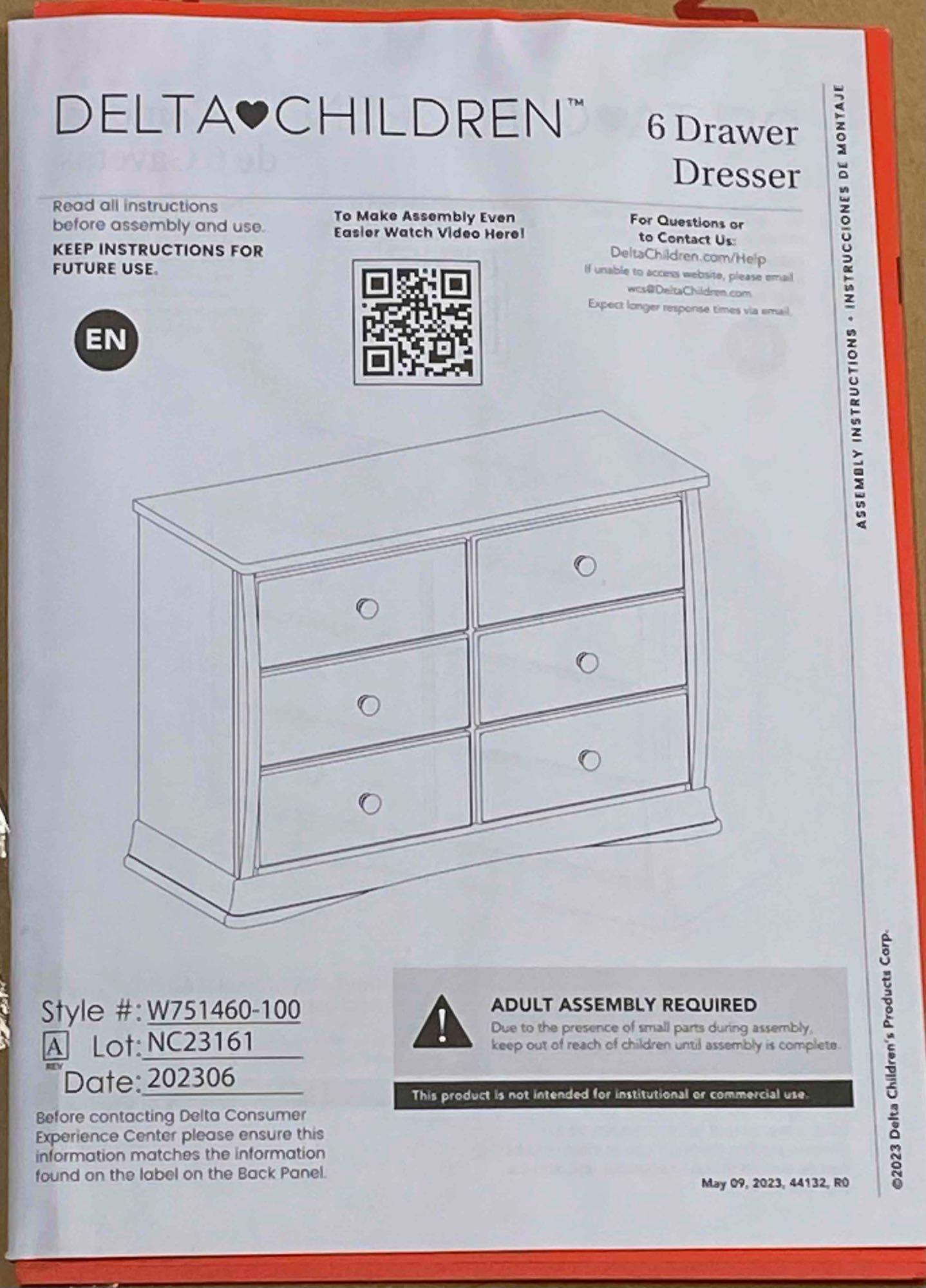 Delta Children 6 Drawer Dresser with Drawer Interlocking