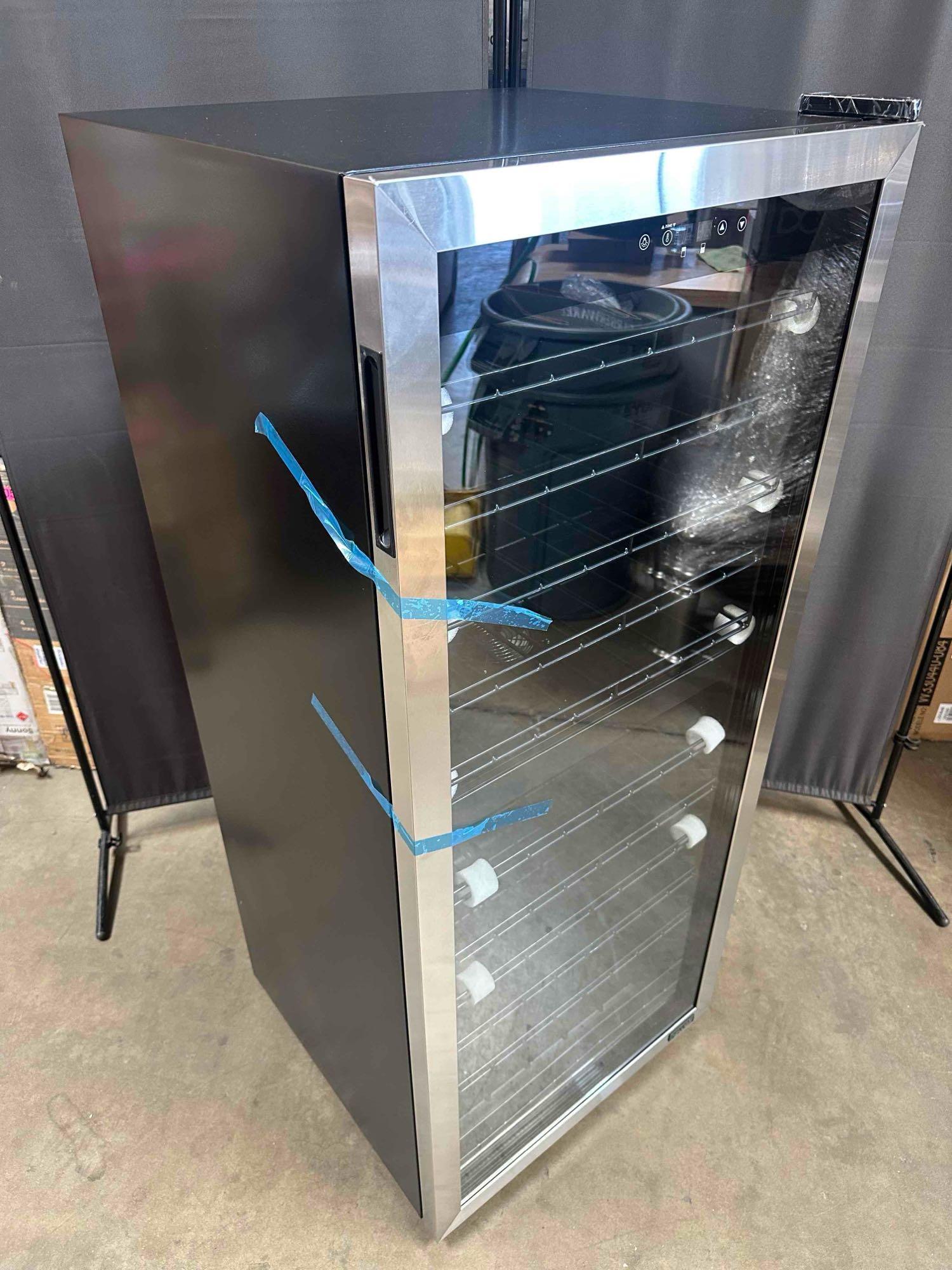 NewAir - 98-Bottle Dual Zone Wine Fridge, Low-Vibration Inverter Compressor, Ultra-Quiet, Adjustable
