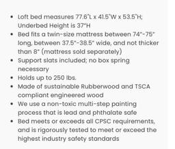 Delta Children Twin Loft Bed with Guardrail and Ladder