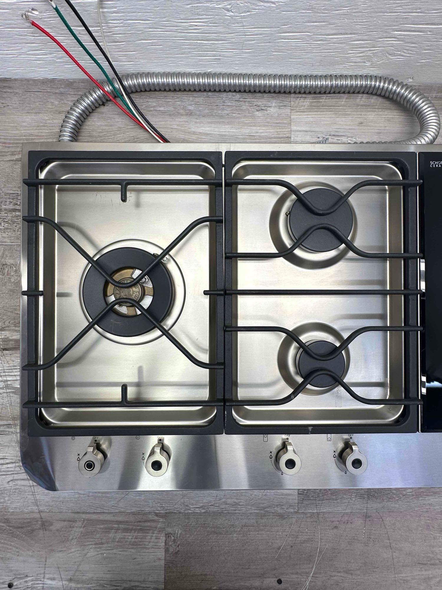 Bertazzoni Professional 36 Inch Segmented Gas/Induction Cooktop with 2 Induction Zones, 3 Sealed Gas