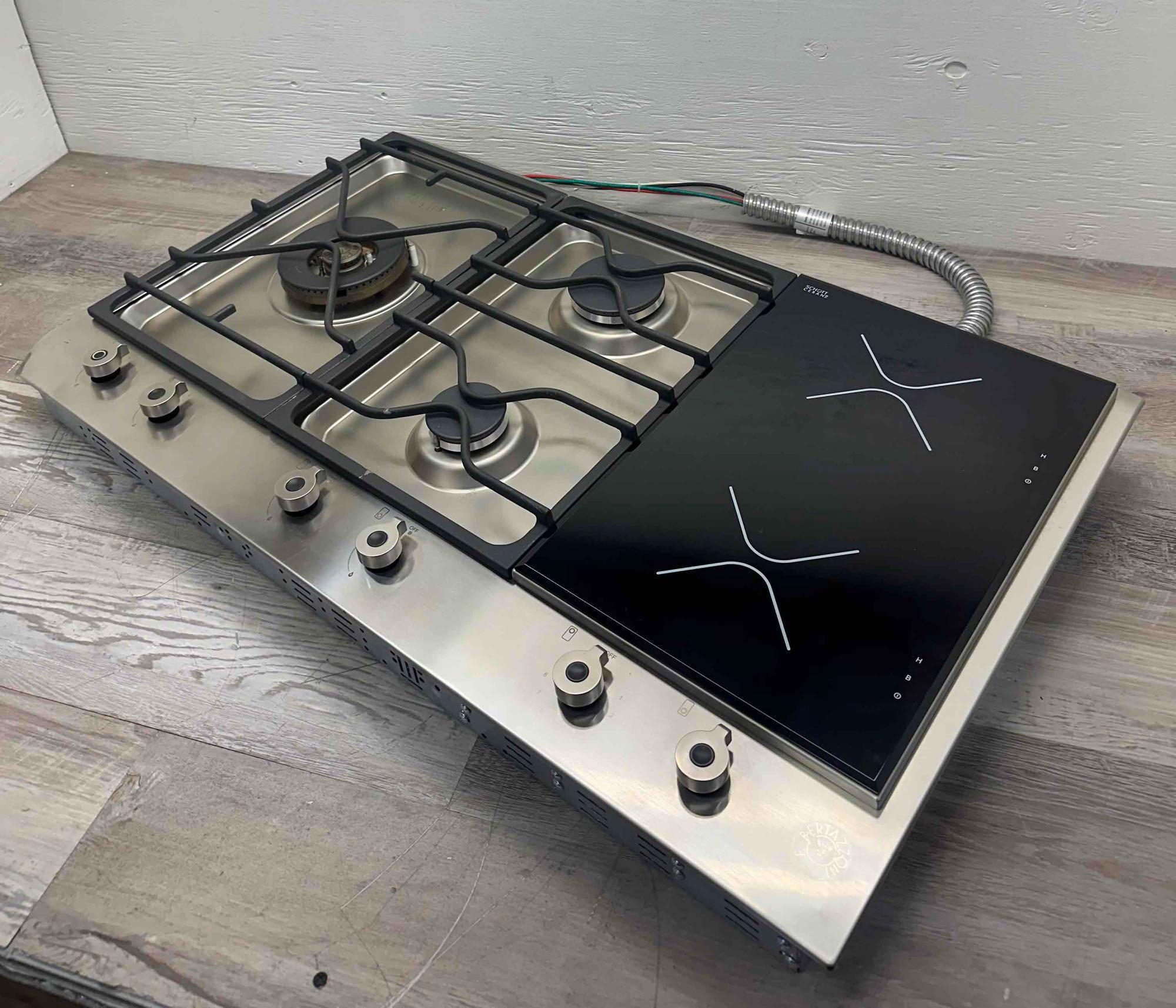 Bertazzoni Professional 36 Inch Segmented Gas/Induction Cooktop with 2 Induction Zones, 3 Sealed Gas