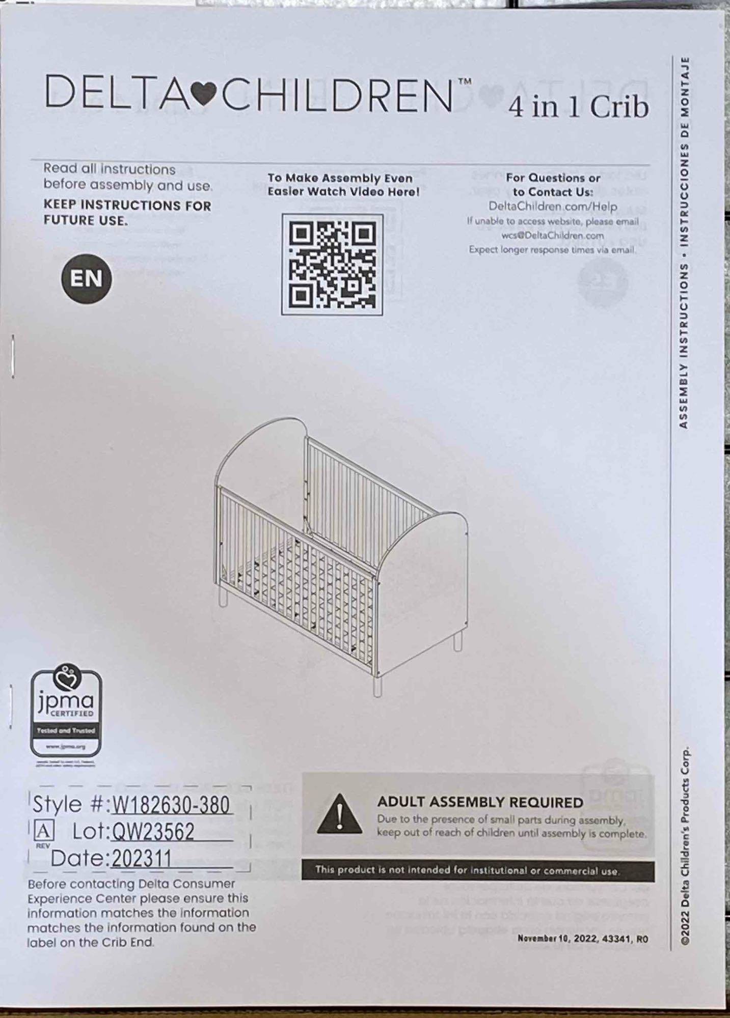 Delta Children 4-in-1 Convertible Crib