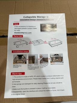 New in box.... 3 Pack - Collapsible Plastic Storage Bins w/ Rolling wheels...