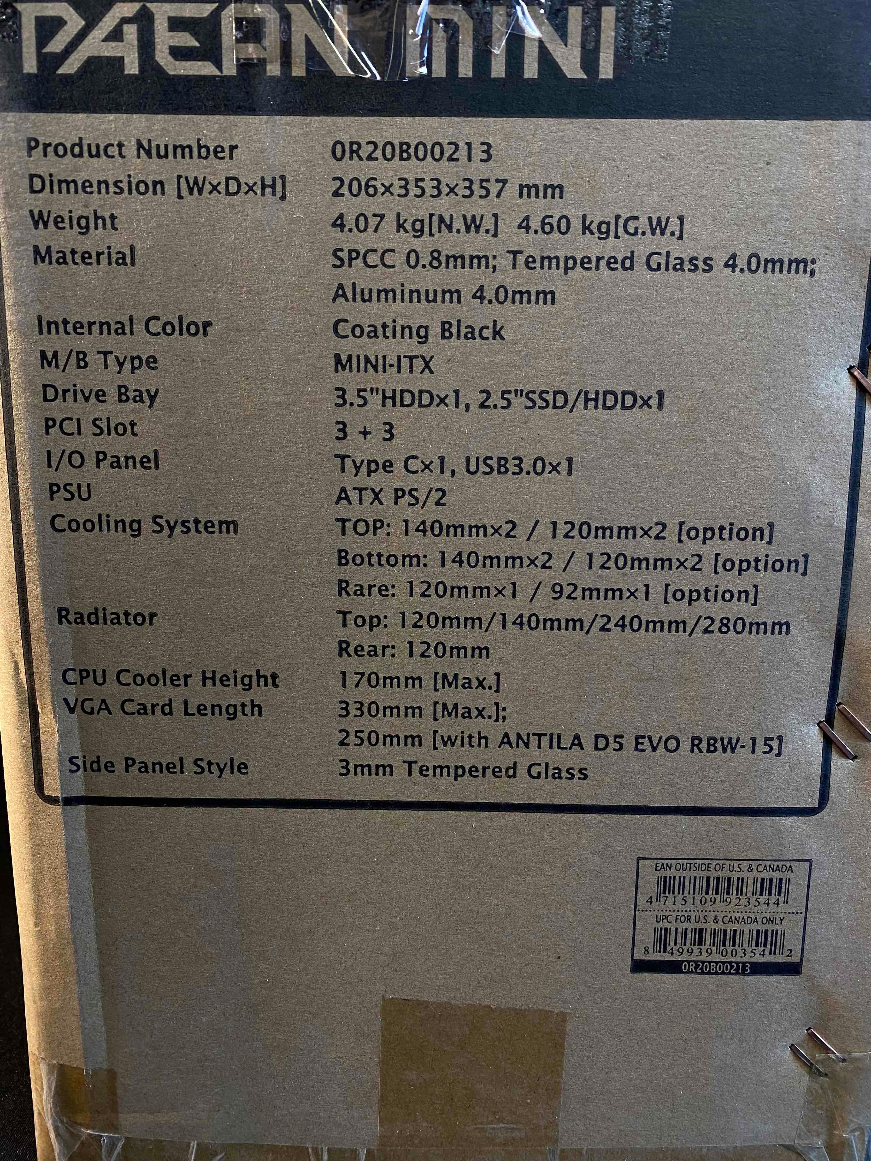 RAIJINTEK Paean Mini, Mini ITX PC Case