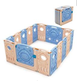 Panel Foldable Playpen Kids Activity Center with Lockable Door