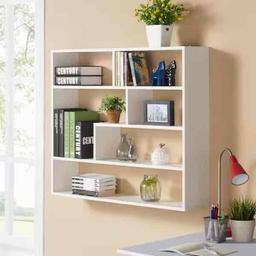 DANYA B 37 in. x 32 in. White Laminated Rectangular Floating Wall Shelf