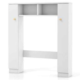 Over the toilet storage cabinet with 2 open compartments and 4 adjustable shelves