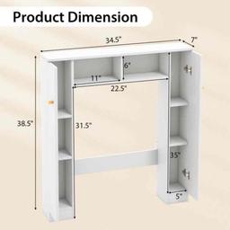 Over the toilet storage cabinet with 2 open compartments and 4 adjustable shelves