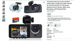 4K Dash Cam for Car 3 Channel Camera - Brand New Sealed.
