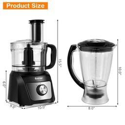 8 Cup Food Processor 500W Variable Speed Blender Chopper w/ 3 Blades