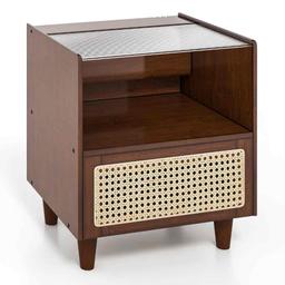 Giantex Rattan Nightstand with Drawer Set Of 2