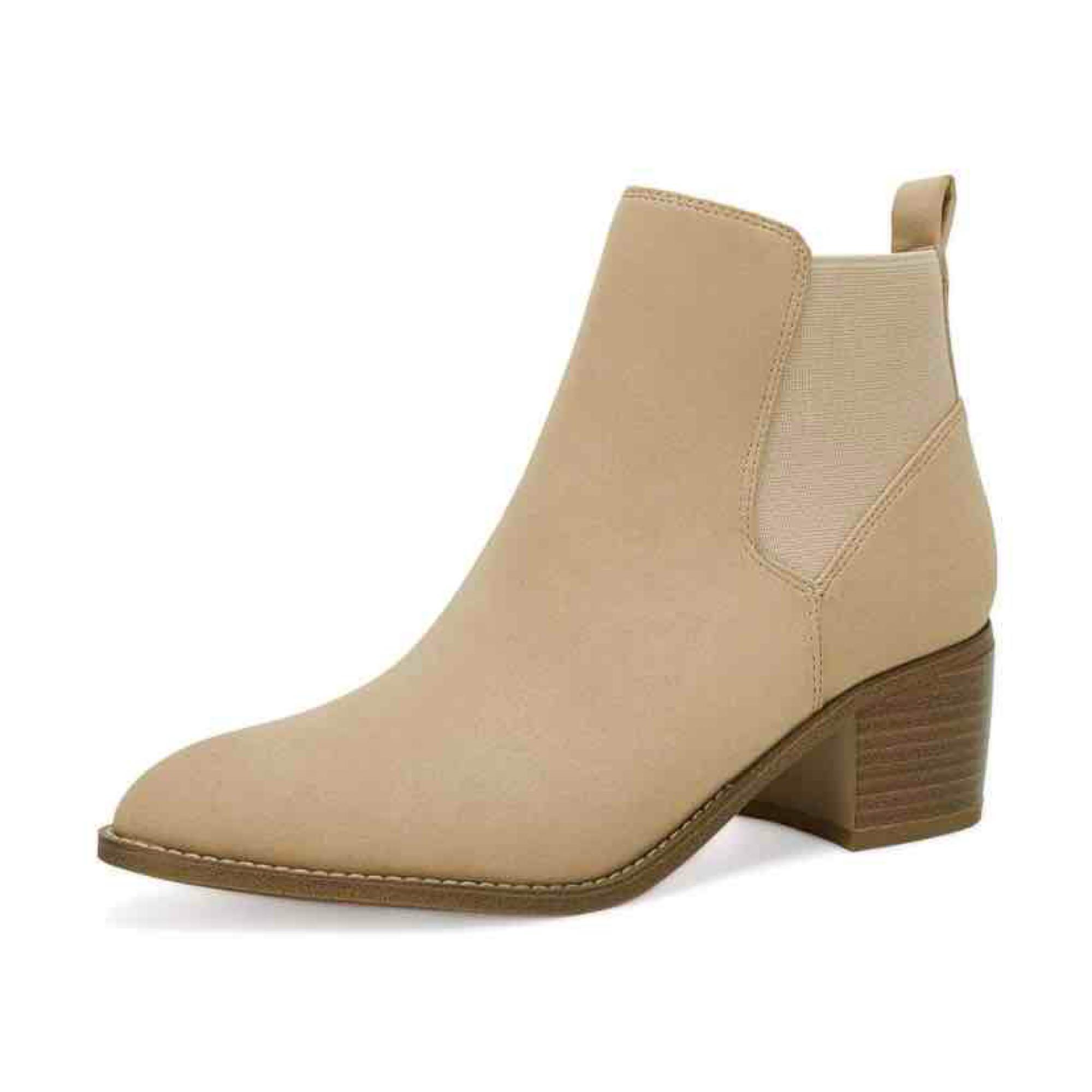 Womens Mid-heel Ankle Boots Pointed Toe Chunky Suede Slip-on Chelsea block Booties Size 5