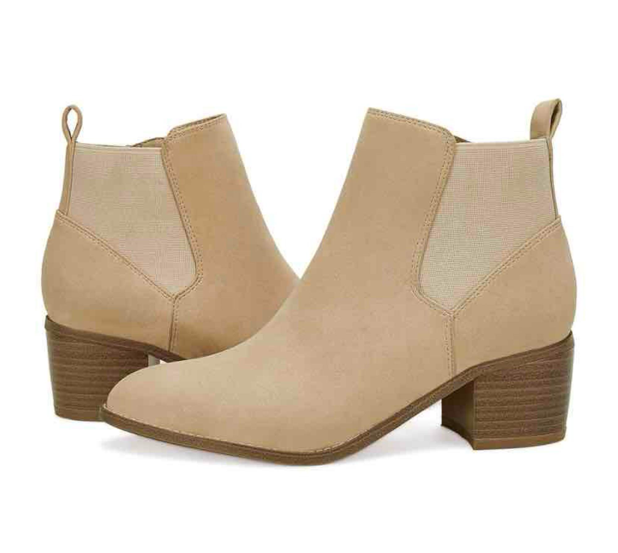 Womens Mid-heel Ankle Boots Pointed Toe Chunky Suede Slip-on Chelsea block Booties Size 5