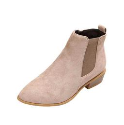 Womens Mid-heel Ankle Boots Pointed Toe Chunky Suede Slip-on Chelsea block Booties Size 7 1/2