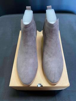 Womens Mid-heel Ankle Boots Pointed Toe Chunky Suede Slip-on Chelsea block Booties Size 7 1/2