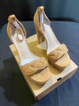 Coutgo Womens Platform Heeled Sandals Block High Heels Pumps Buckle Ankle Strap Size 8
