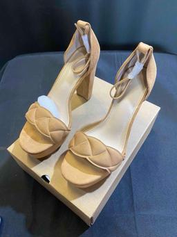 Coutgo Womens Platform Heeled Sandals Block High Heels Pumps Buckle Ankle Strap Size 8