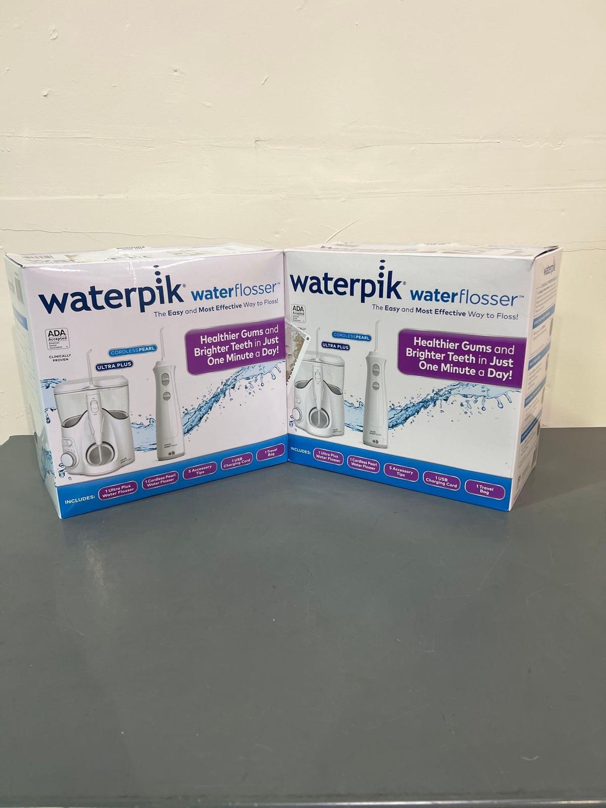 QTY - 2 Waterpik Ultra Plus and Cordless Pearl Water Flosser Combo Pack