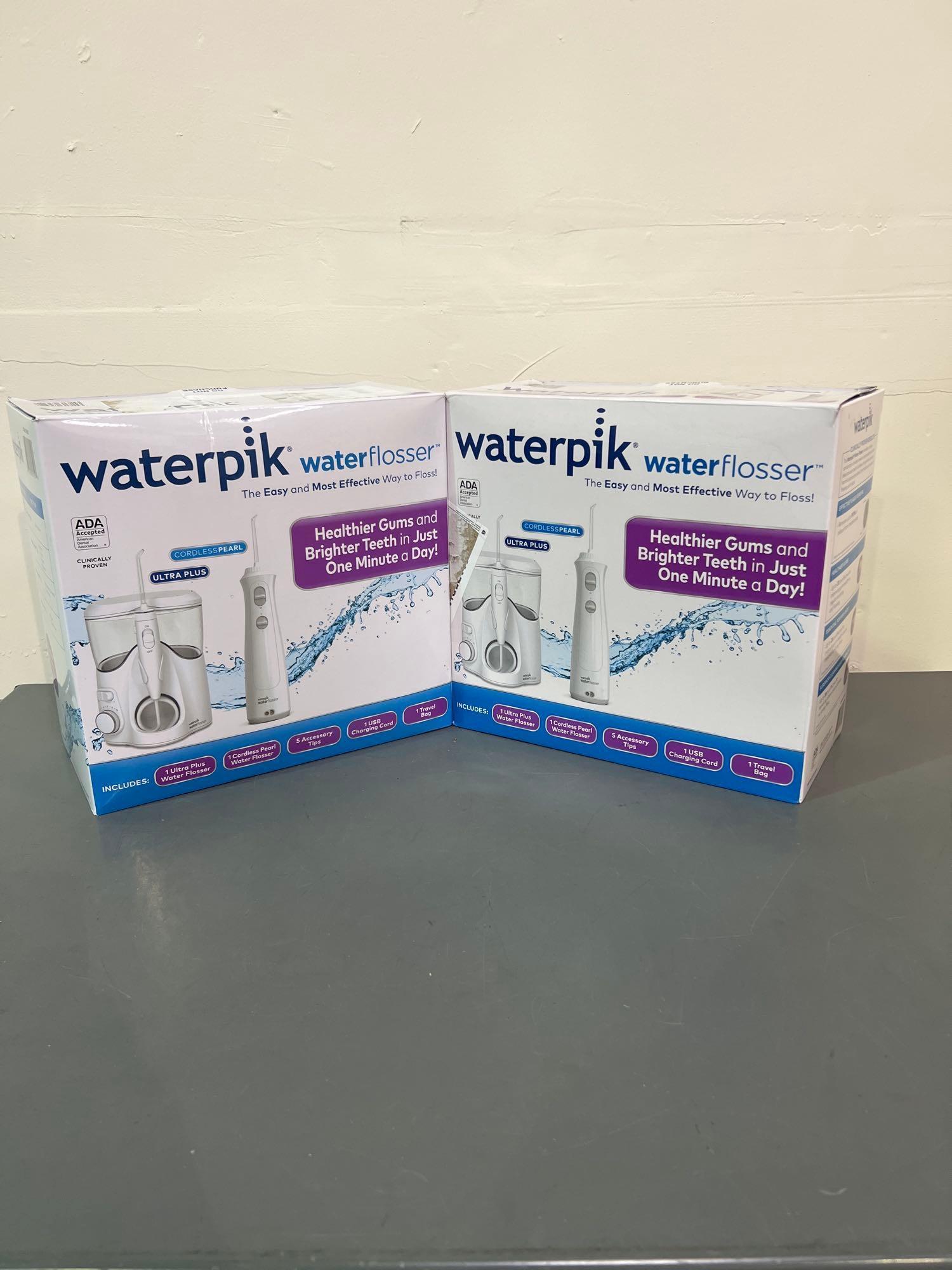 QTY - 2 Waterpik Ultra Plus and Cordless Pearl Water Flosser Combo Pack