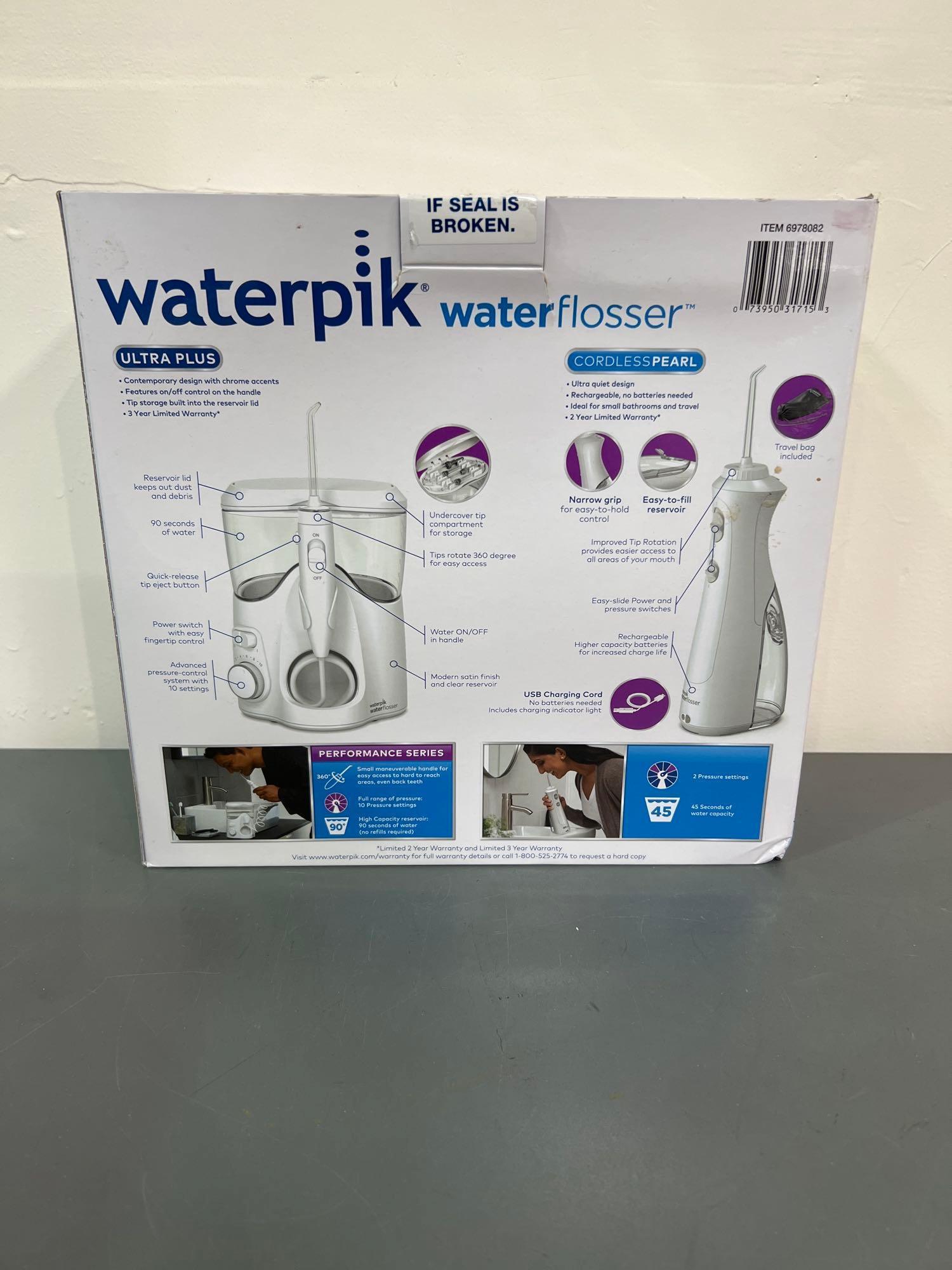 QTY - 2 Waterpik Ultra Plus and Cordless Pearl Water Flosser Combo Pack