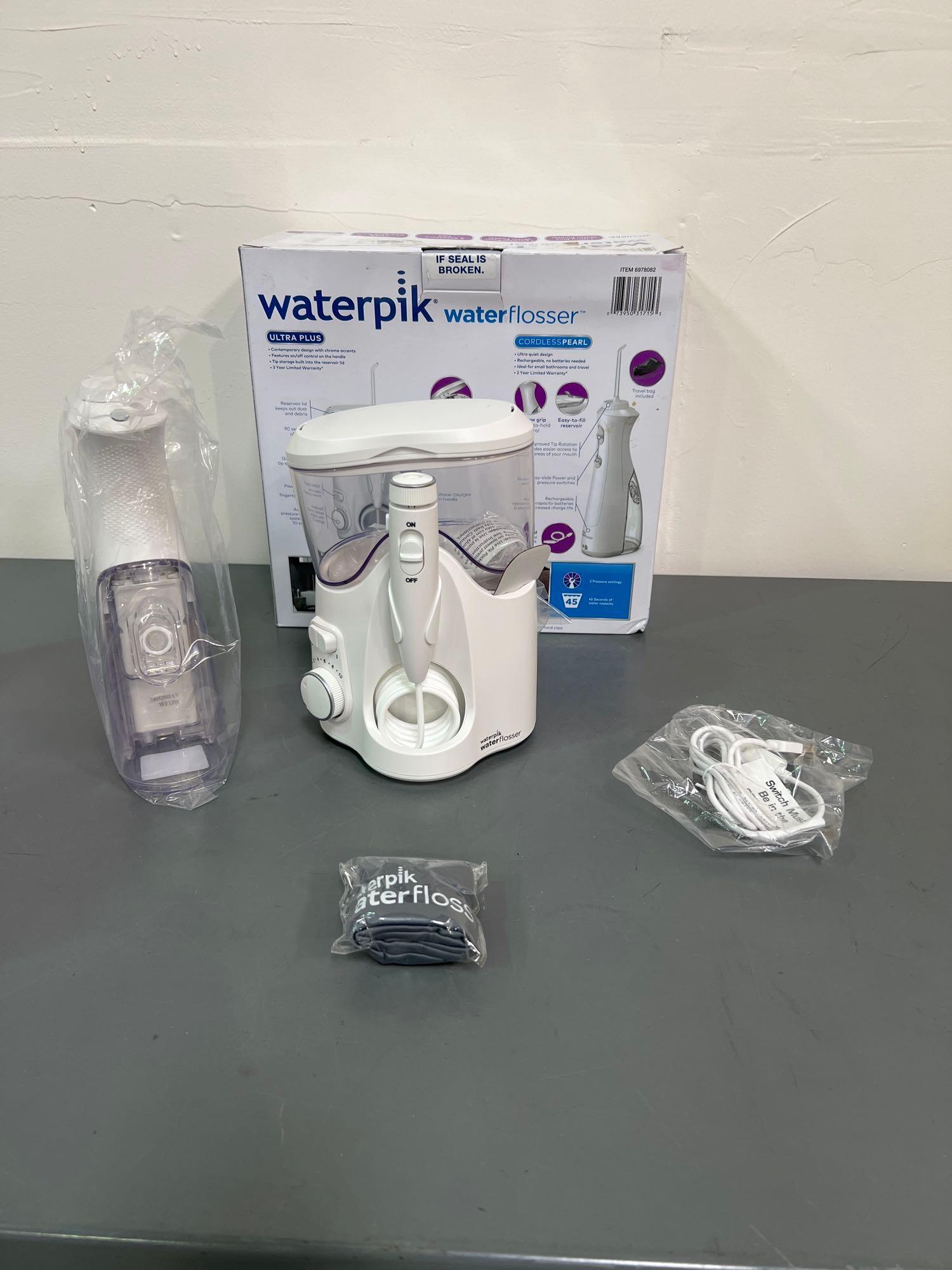 QTY - 2 Waterpik Ultra Plus and Cordless Pearl Water Flosser Combo Pack