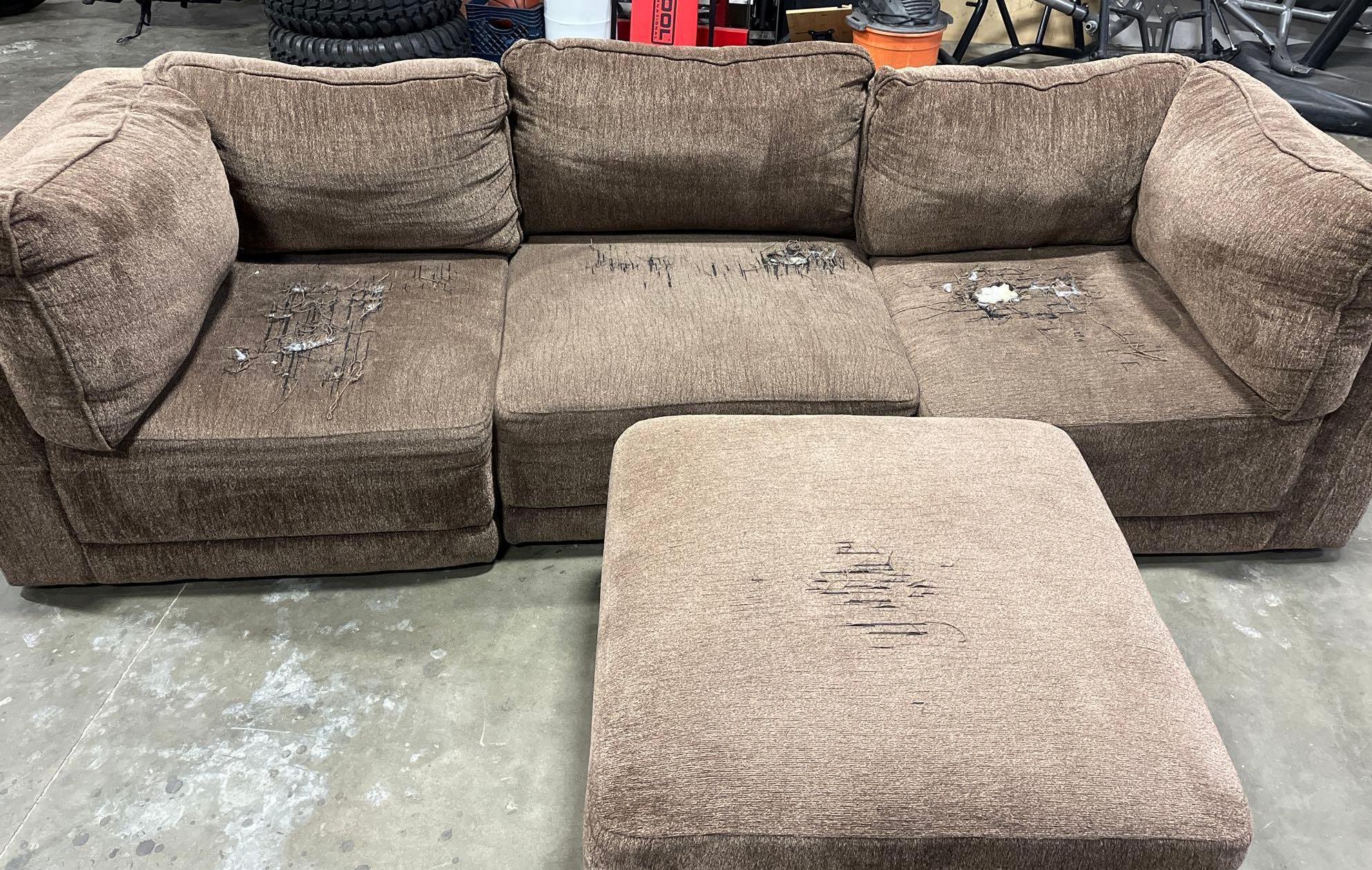 Brown, 4-piece Sofa couch with ottoman