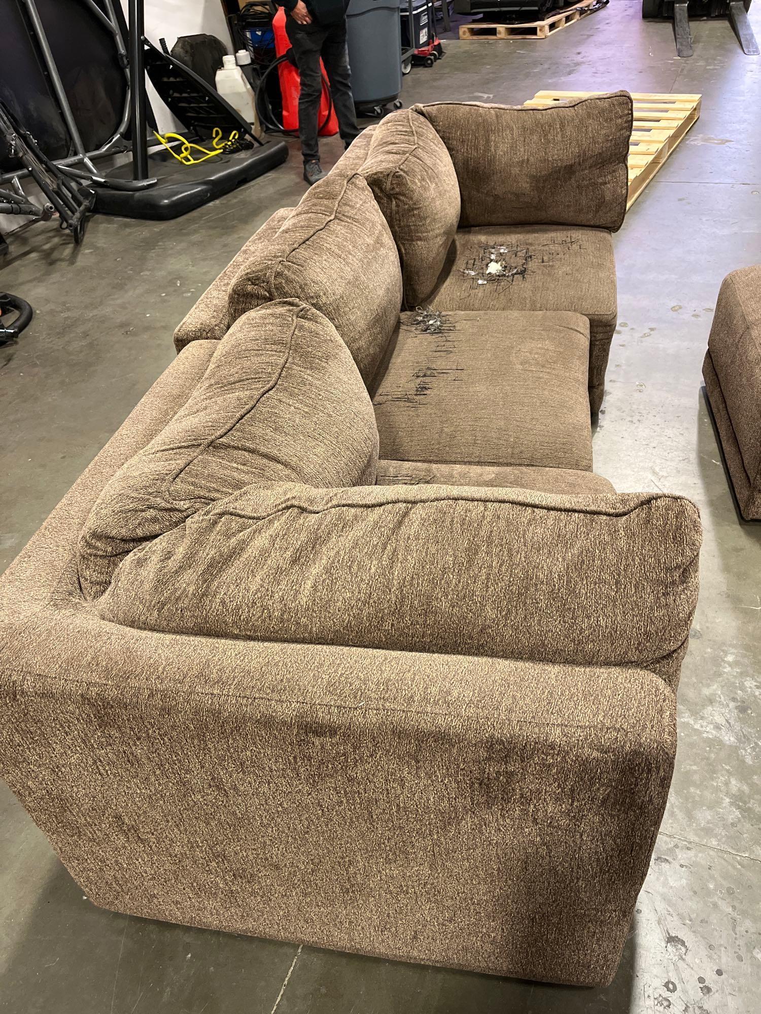 Brown, 4-piece Sofa couch with ottoman