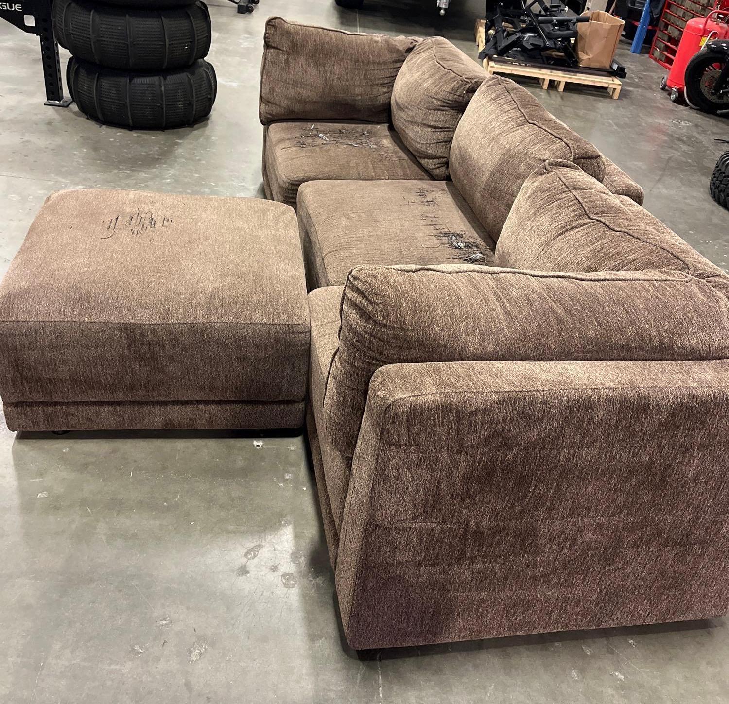 Brown, 4-piece Sofa couch with ottoman