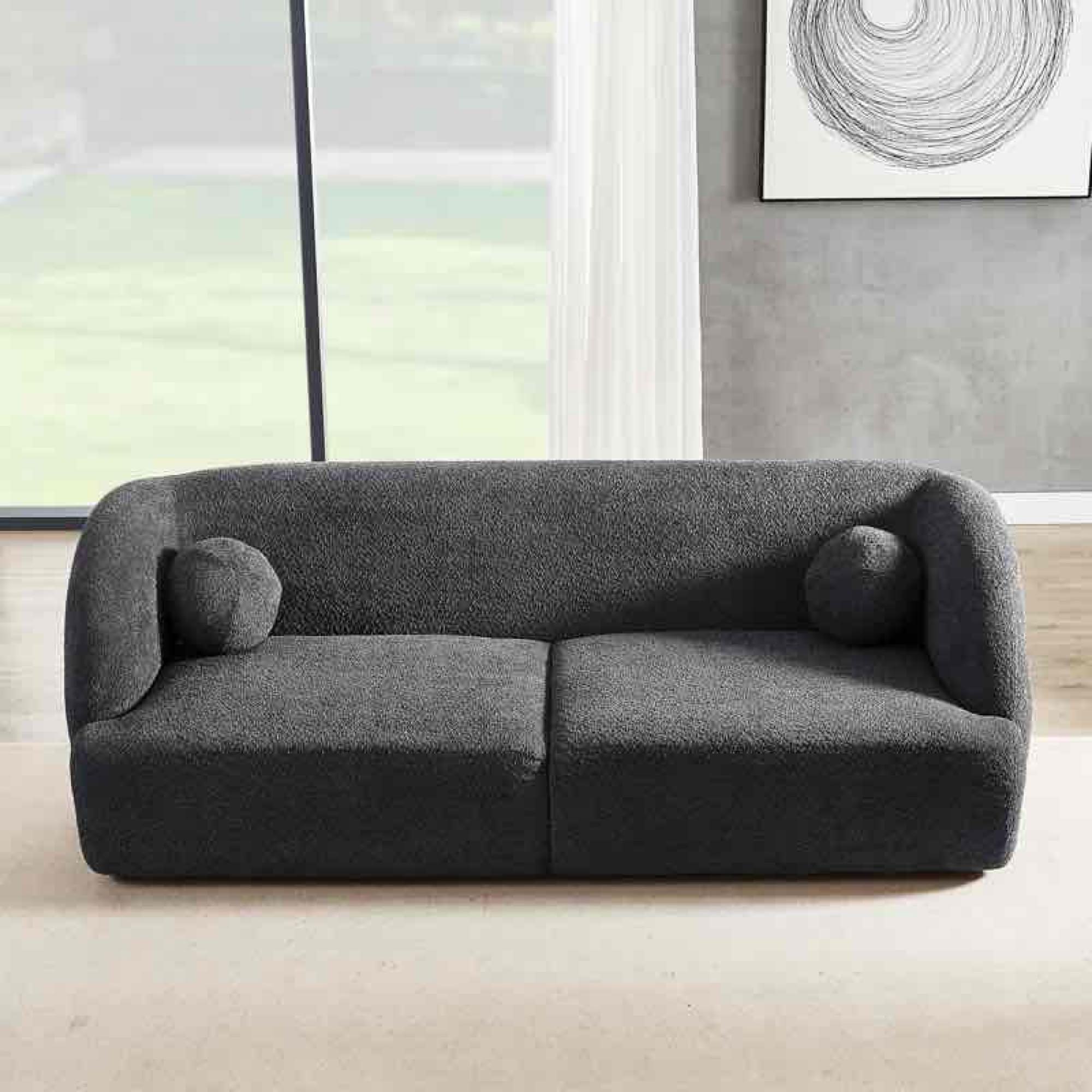 Ashunta 87'' Boucle Recessed Arm Sofa