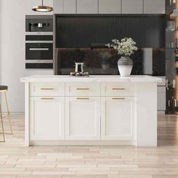 72" Modern Style Laminate Kitchen Islands With Multi-Storage