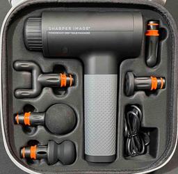 SHARPER IMAGE POWERBOOST DEEP TISSUE PERCUSSION MASSAGER