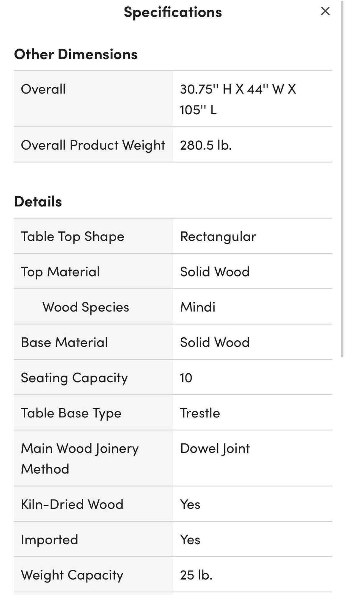 Matthew Solid Wood Dining Table
