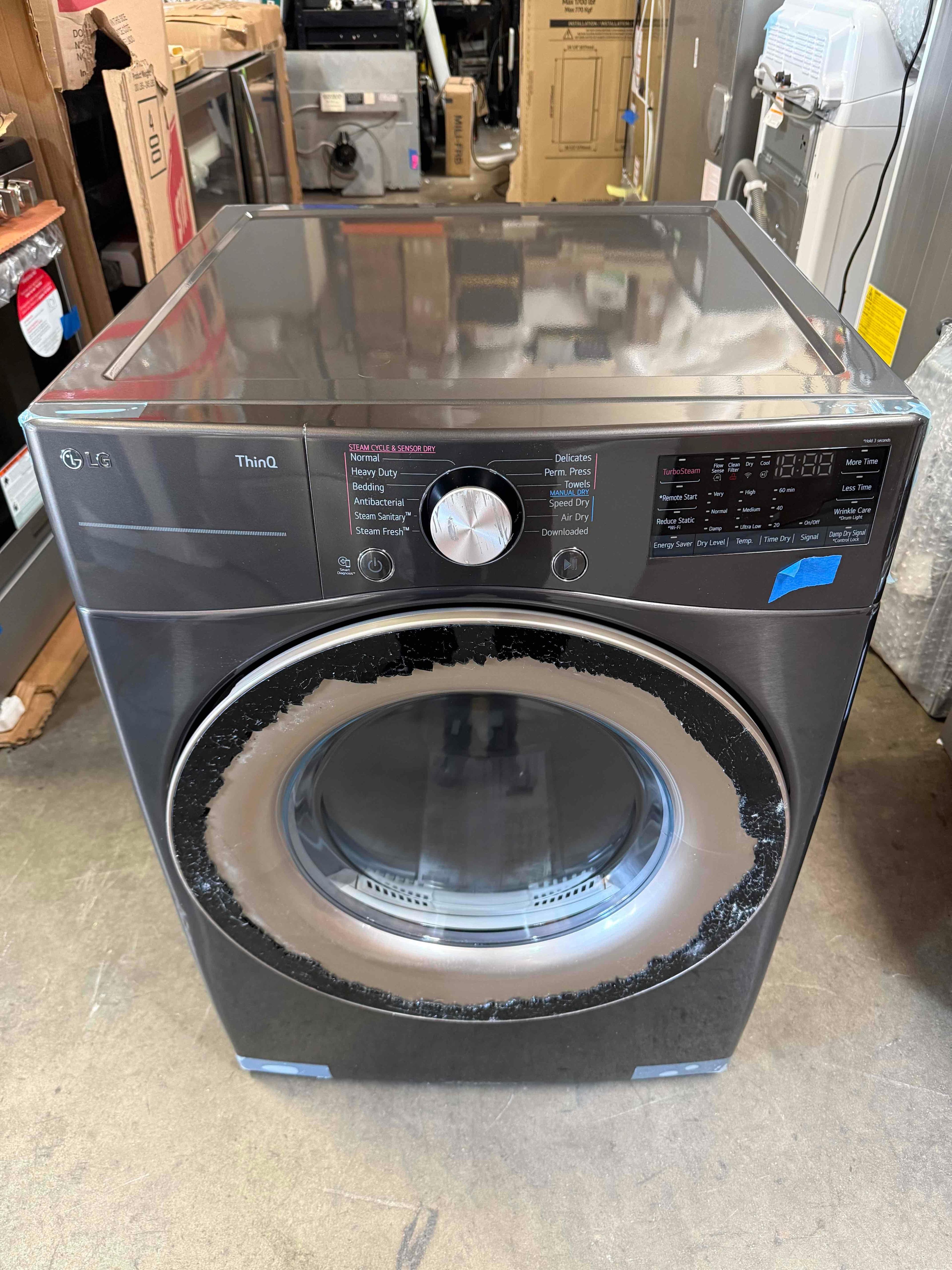 LG - 7.4 Cu. Ft. Stackable Smart Gas Dryer with Steam and Built-In Intelligence - Black Steel