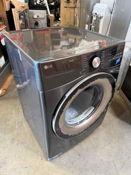 LG - 7.4 Cu. Ft. Stackable Smart Gas Dryer with Steam and Built-In Intelligence - Black Steel