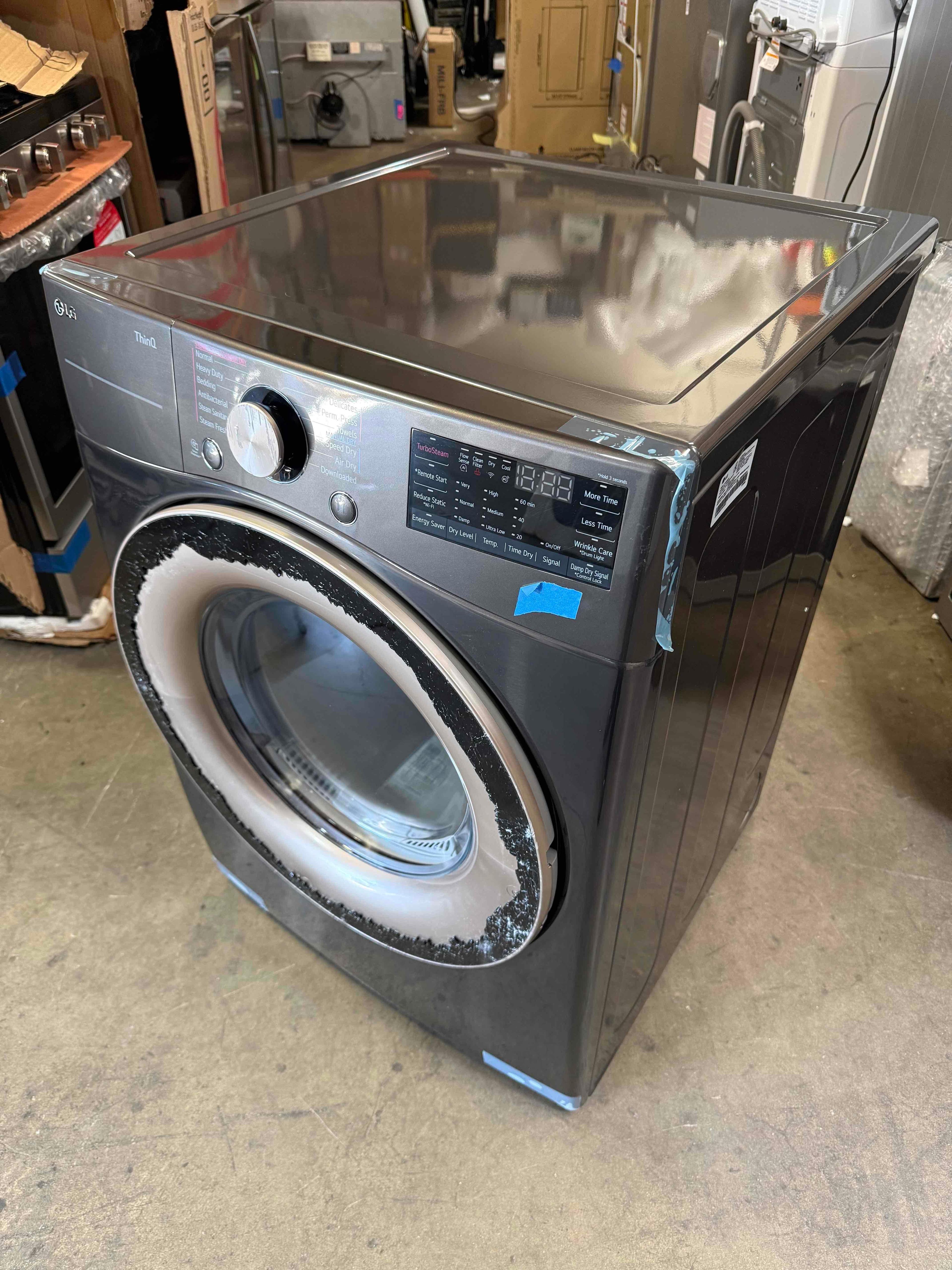 LG - 7.4 Cu. Ft. Stackable Smart Gas Dryer with Steam and Built-In Intelligence - Black Steel