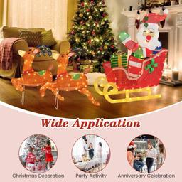 Tangkula 5 FT Christmas Lighted Reindeers with Santa Claus