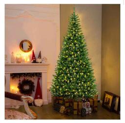 8 FT Corner Artificial Christmas Tree with 1137 Branch Tips and 360 Warm White LED Lights