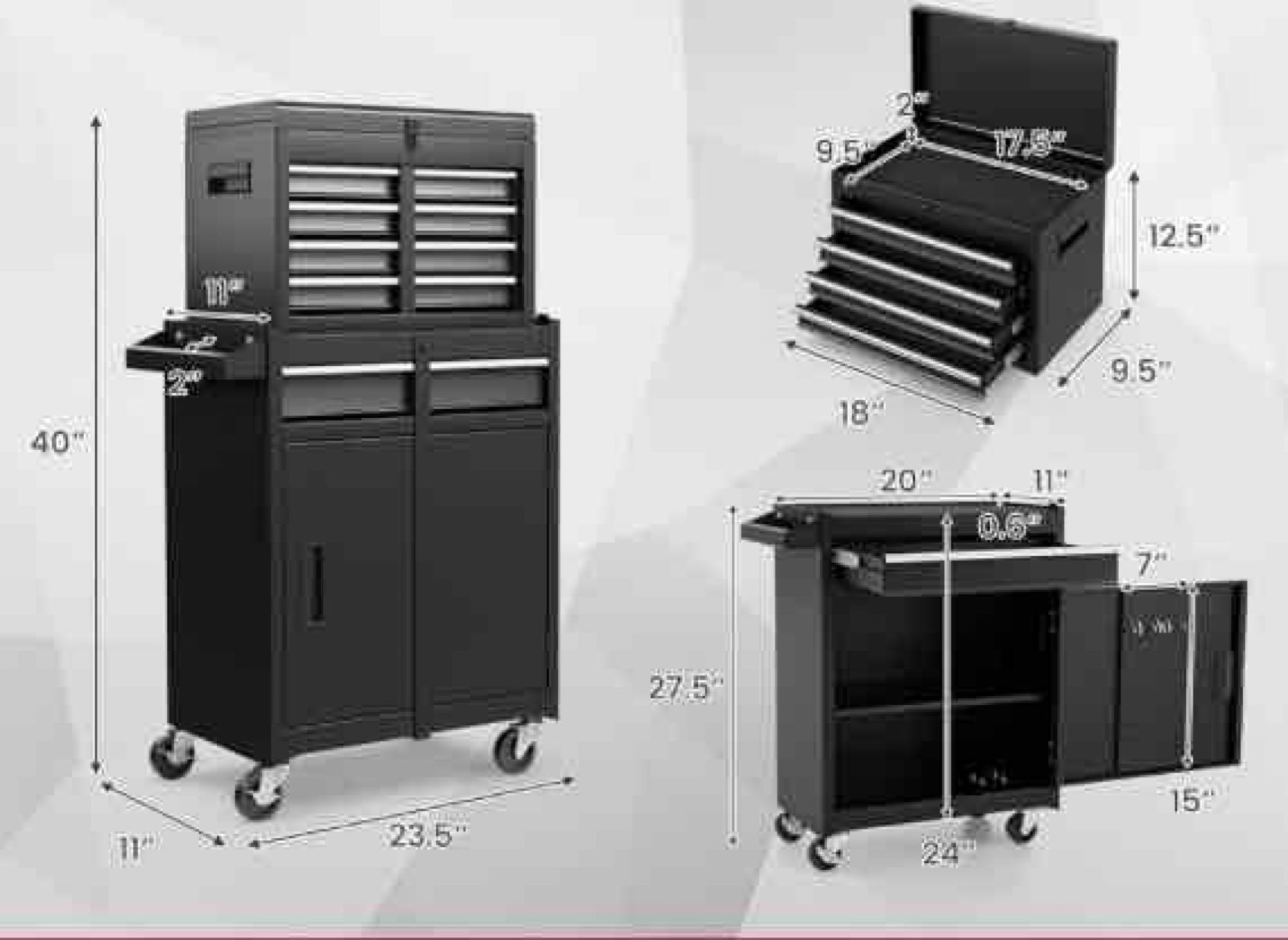 ERGOMASTER Tool Chest Heavy Duty Rolling