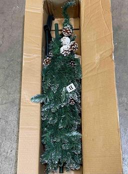 5 ft. Green Unlit Flocked Pencil Artificial Christmas Tree
