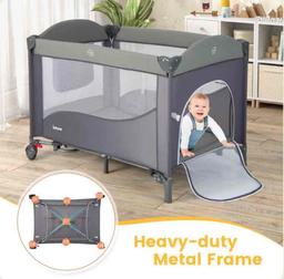 INFANS Pack and Play, 5 in 1 Baby Bedside Sleeper with Bassinet