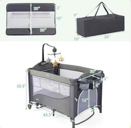 INFANS Pack and Play, 5 in 1 Baby Bedside Sleeper with Bassinet