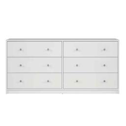 Portland 6-Drawer Double Dresser in White 26.89 in. H x 56.34 in. W x 12.46 in. D