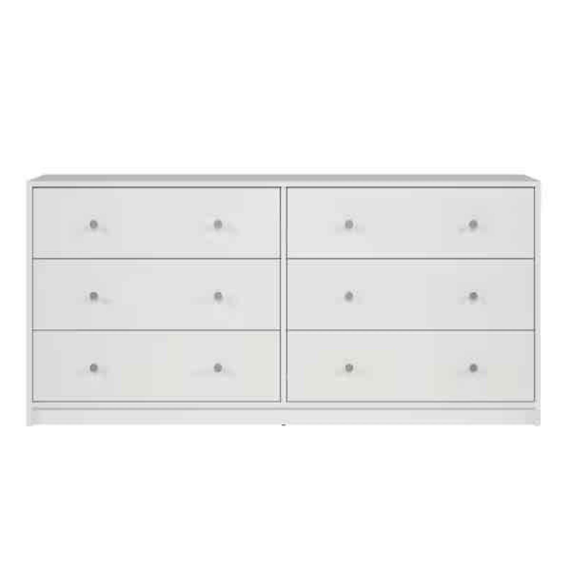 Portland 6-Drawer Double Dresser in White 26.89 in. H x 56.34 in. W x 12.46 in. D
