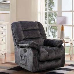 Lyquinn 37" Wide Modern and Super Soft Linen Blend Manual Reclining Chair with Massage Heating &