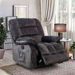Lyquinn 37" Wide Modern and Super Soft Linen Blend Manual Reclining Chair with Massage Heating &