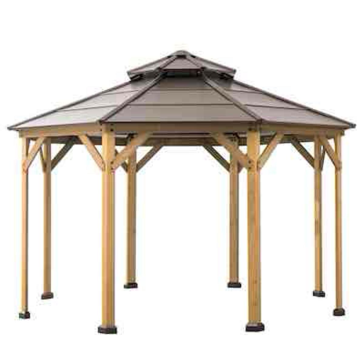 Osborne 13 ft. x 13 ft. Cedar Framed Octagon Gazebo with Brown Steel 2-Tier Hardtop