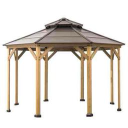 Osborne 13 ft. x 13 ft. Cedar Framed Octagon Gazebo with Brown Steel 2-Tier Hardtop
