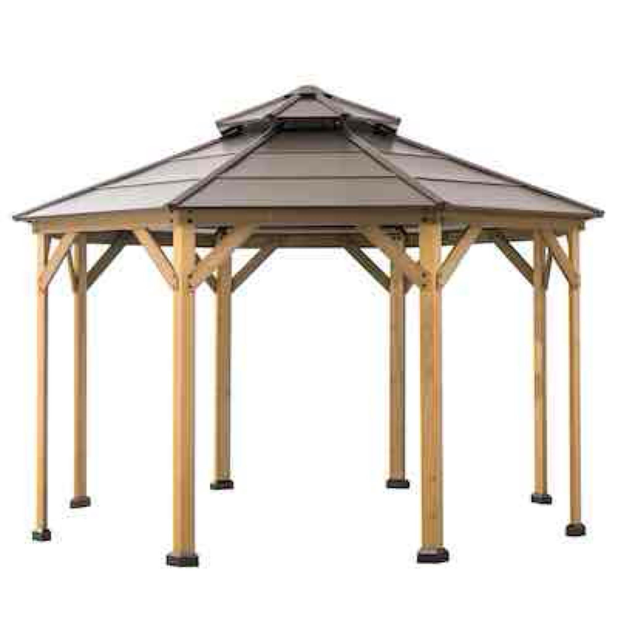 Osborne 13 ft. x 13 ft. Cedar Framed Octagon Gazebo with Brown Steel 2-Tier Hardtop