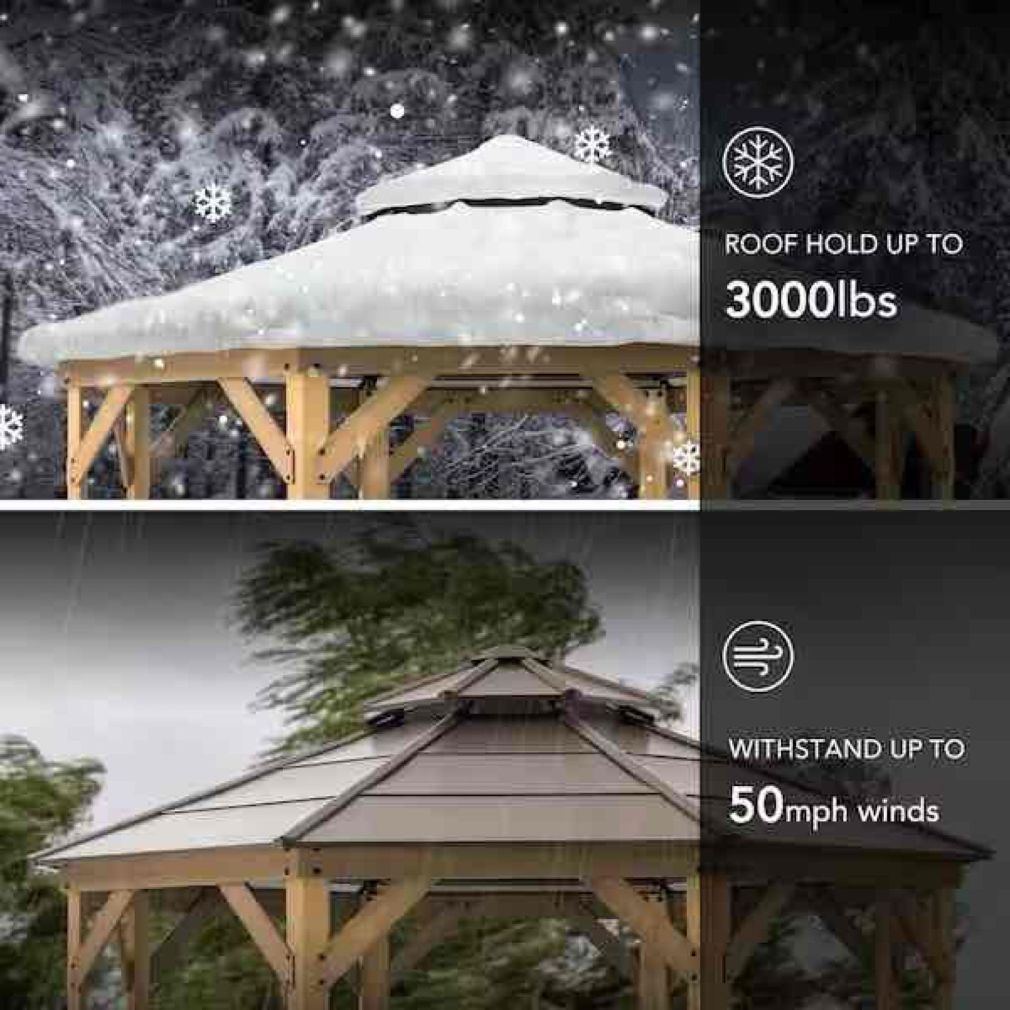 Osborne 13 ft. x 13 ft. Cedar Framed Octagon Gazebo with Brown Steel 2-Tier Hardtop
