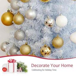 Costway 5ft Unlit Artificial Slim Pencil Christmas Tree with Metal Stand White